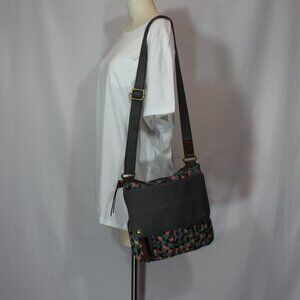 Fossil Morgan North South Leather Geometric Large Travel Messenger shoulder Bag